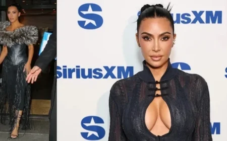 Kim Kardashian Shines in Plunging Knit and Vintage Couture in NYC