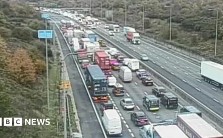 M25 Collision and Vehicle Fire Sparks Major Traffic Jam in Essex