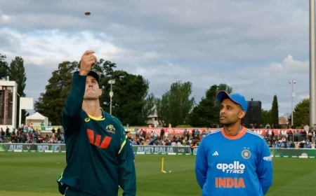 India vs Australia 1st T20I Live Score Update Suryakumar Yadav Leads India in Fresh Start in Canberra After ODI Defeat