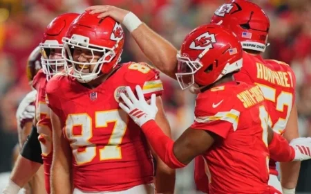 Kelce Ties Holmes as Chiefs’ All-Time Touchdown Leader