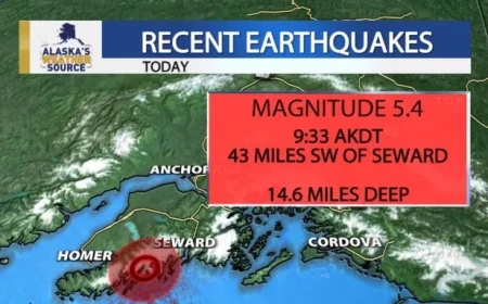 Major Earthquake Since 2023 Strikes Southwest of Seward, Southcentral Region