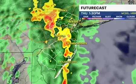 Powerful 50 mph Winds and Heavy Rain Batter New Jersey Today