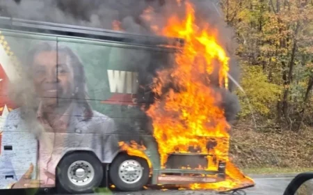 Earle-Sears Campaign Bus Catches Fire; Spanberger Relieved Team Safe