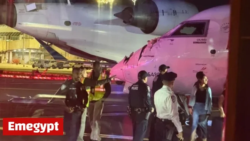 Regional Jet Collision at LaGuardia: Wing Crashes Into Cockpit Window