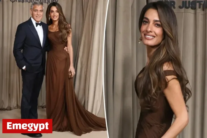 Amal Clooney Radiates Old Hollywood Glamour Alongside George at Albie Awards