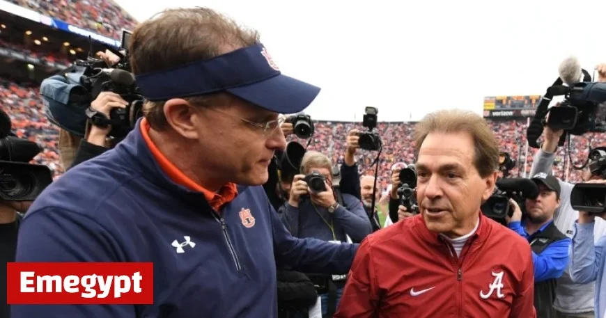 Nick Saban playfully teases Gus Malzahn while applauding his impressive work