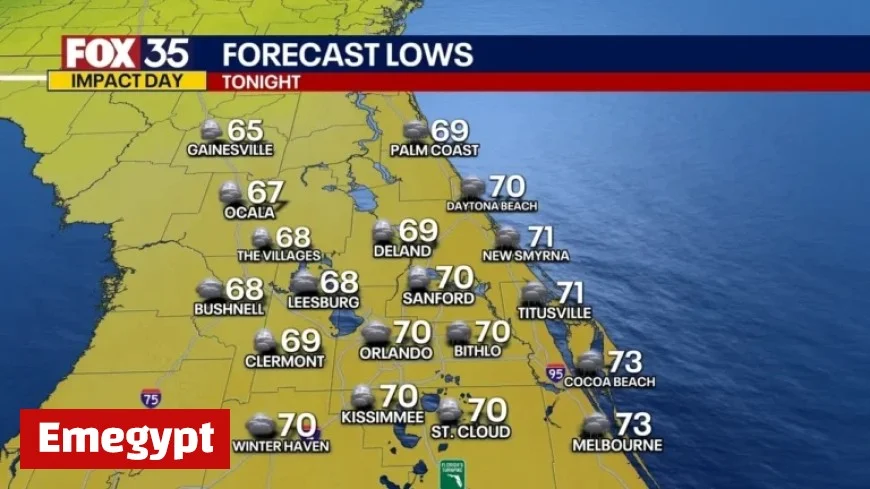 Orlando Overnight Forecast: Expect Lingering Showers and Mild Lows in the Mid-60s to 70s