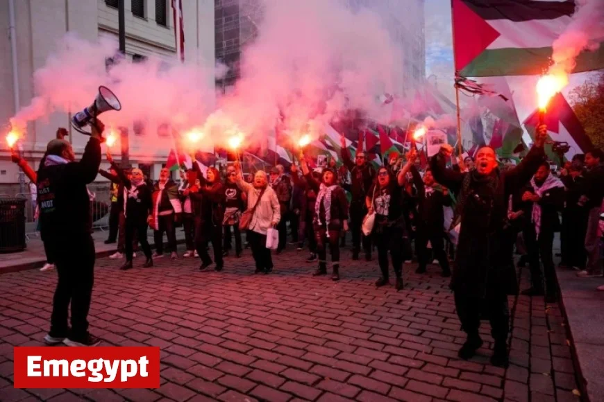 Pro-Palestinian Demonstrators Rally at Stadium Before Norway vs Israel World Cup Qualifier