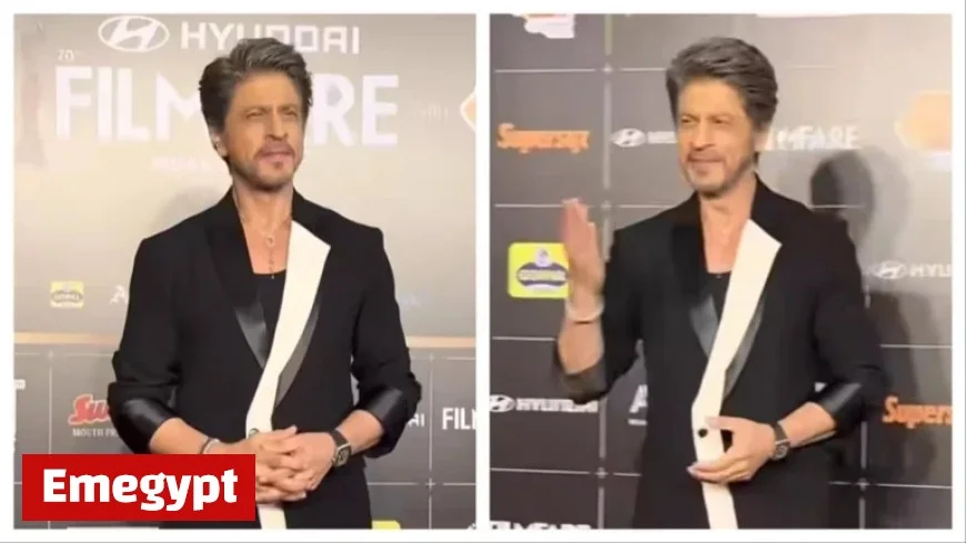 Shah Rukh Khan Steals the Spotlight at Filmfare Awards 2025 with Red Carpet Poses and Charming Kisses Watch the Bollywood Magic Unfold