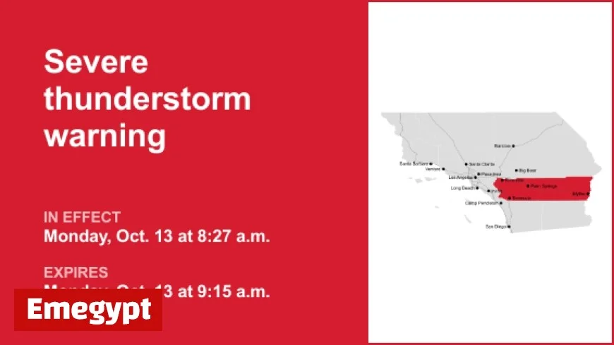 Severe Thunderstorms and Damaging Winds Set to Hit Riverside and La Paz Counties Monday