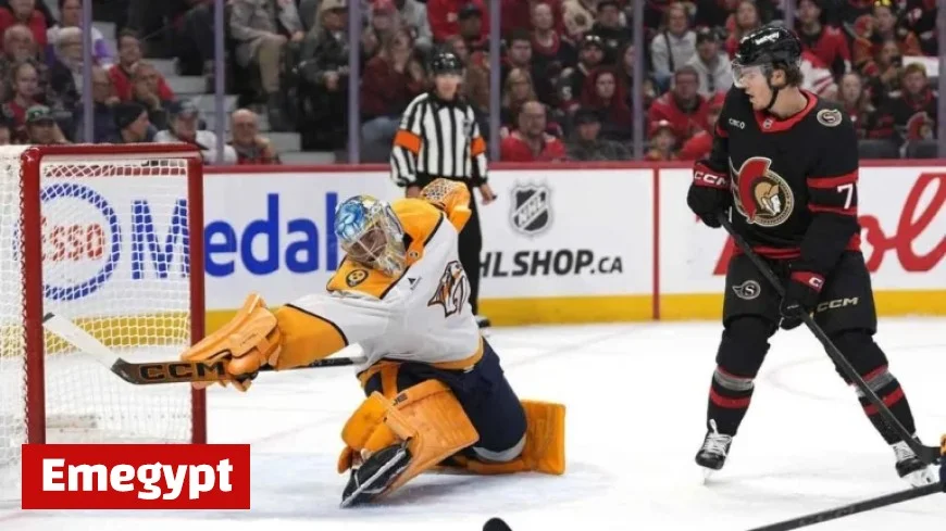 Saros shines with 31 saves in Predators victory over Senators’ home opener