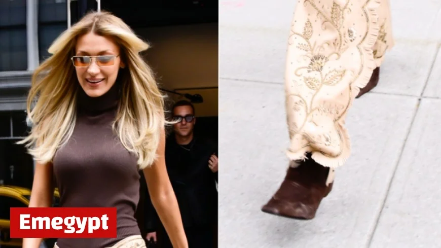 Bella Hadid Rocks Urban Cowboy Look with Khaite Dallas Boots in New York City