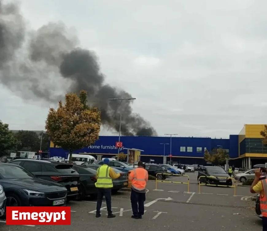 Firefighters battle massive blaze at IKEA store in Wembley