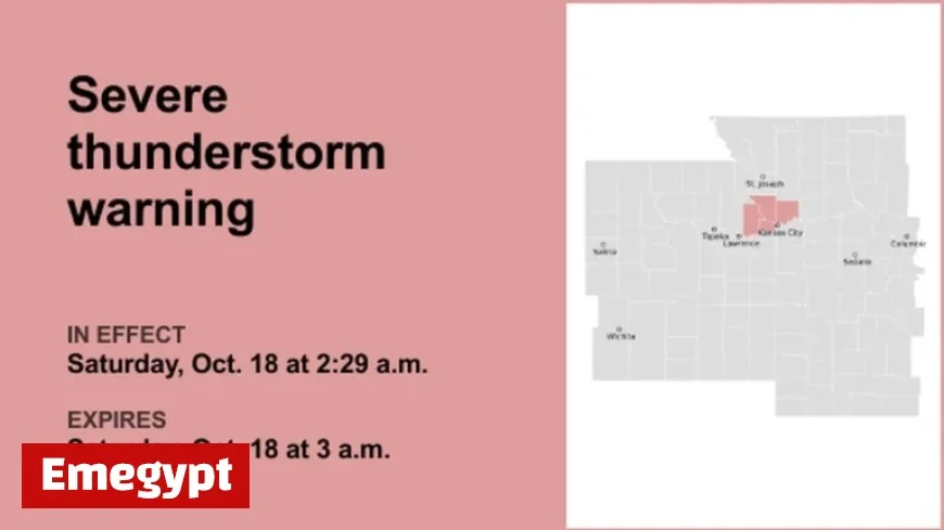 Severe Thunderstorm Warning Issued for Kansas City Area Until 3 AM Saturday
