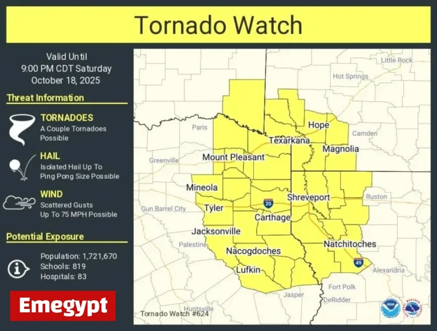 East and Northeast Texas on Alert as Tornado Watch Announced