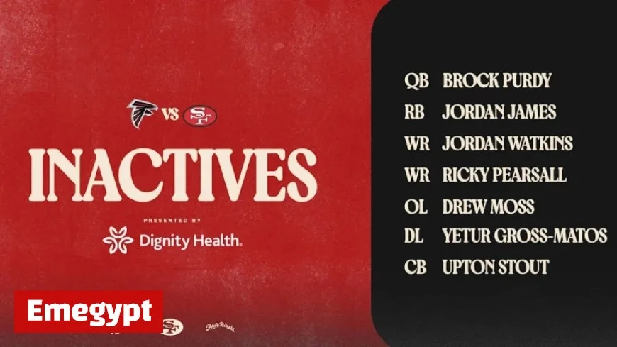 Brock Purdy and Ricky Pearsall Ruled Out for Week 7 Sunday Night Football Showdown Against Falcons ATL vs SF Inactive List