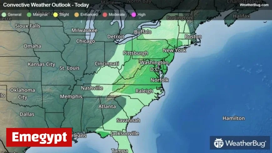 Gusty Storms with Heavy Rainfall to Hit the Mid-Atlantic Region