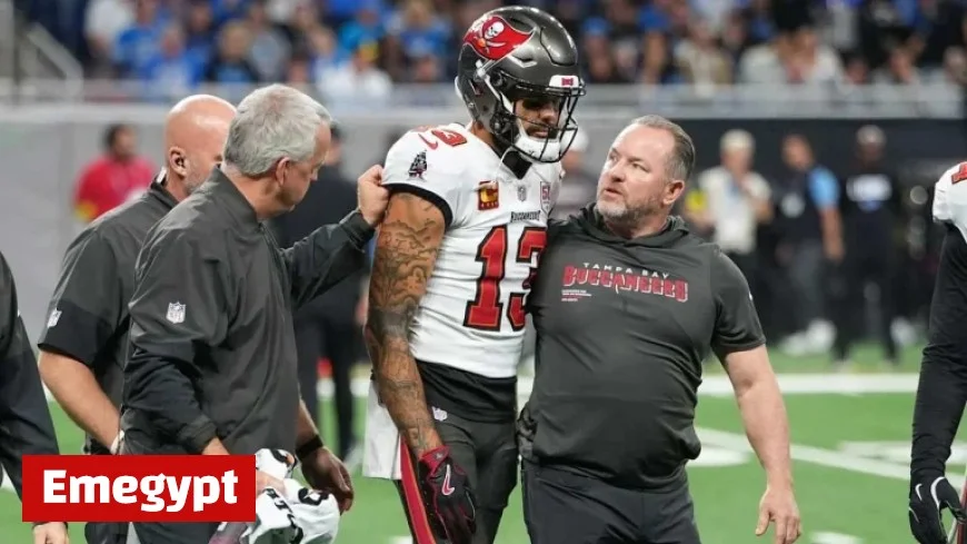 Buccaneers Star WR Mike Evans Exits Monday Night Game Against Lions Due to Concussion and Shoulder Injury