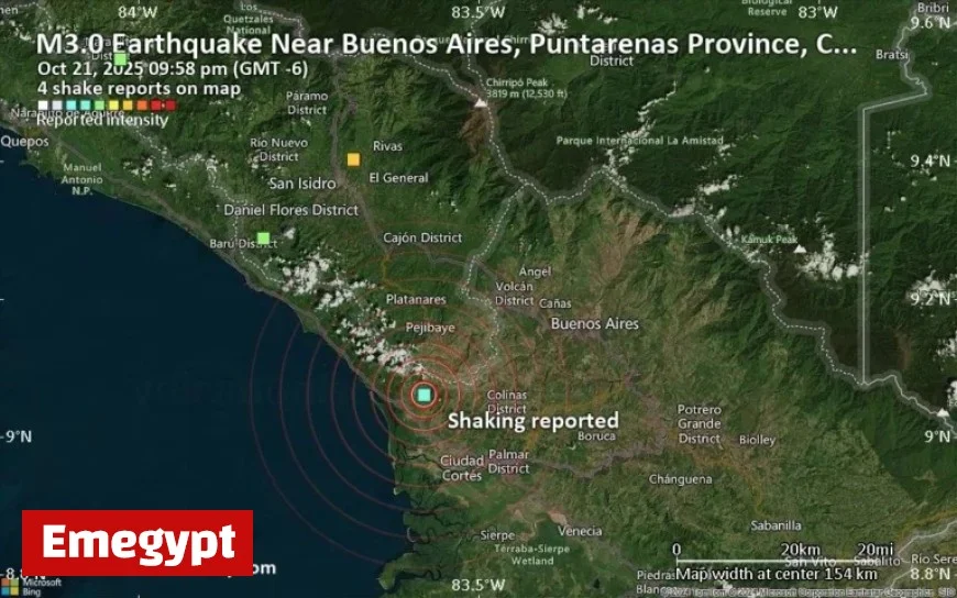 Possible earthquake tremor shakes near Buenos Aires in Puntarenas Province Costa Rica just moments ago