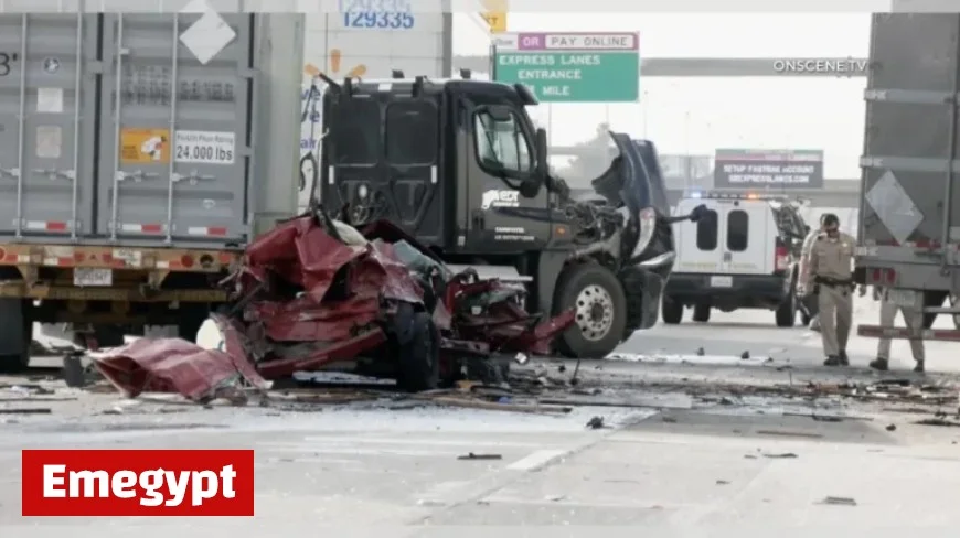 Truck Driver Arrested in Fatal Suspected DUI Multi-Vehicle Crash on 10 Freeway in Ontario Killing Three