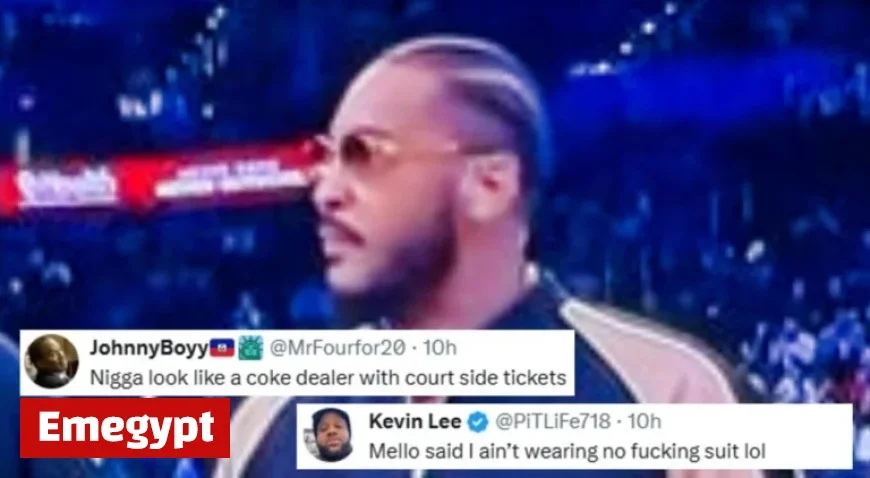Carmelo Anthony’s Unconventional Pre-Show Outfit Sparks Instant Hilarity Among NBA Fans
