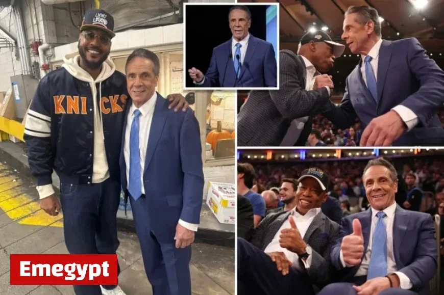 Andrew Cuomo Rushes to Knicks Opener Right After NYC Mayoral Debate, Sits Beside Eric Adams