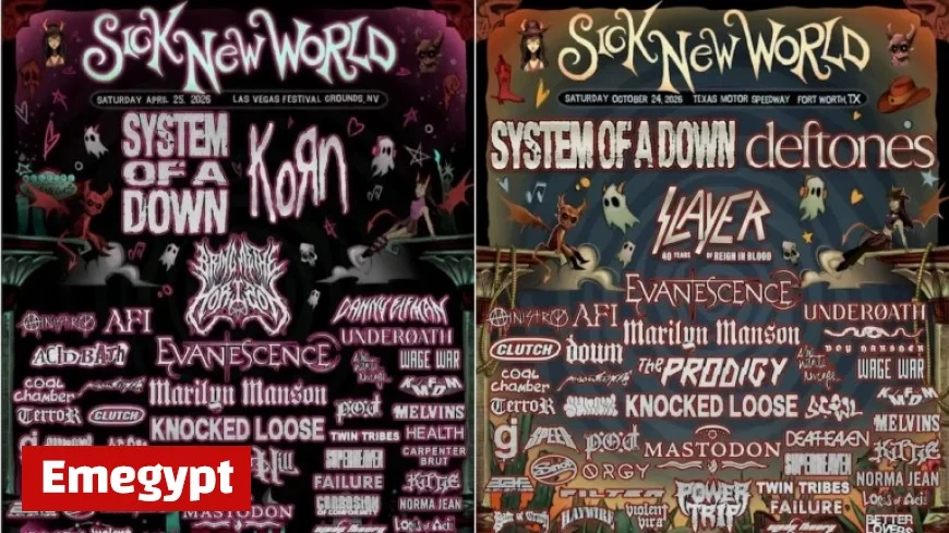 Sick New World Fest 2026: System of a Down, Deftones, Slayer, and Korn Set to Rock Las Vegas and Texas