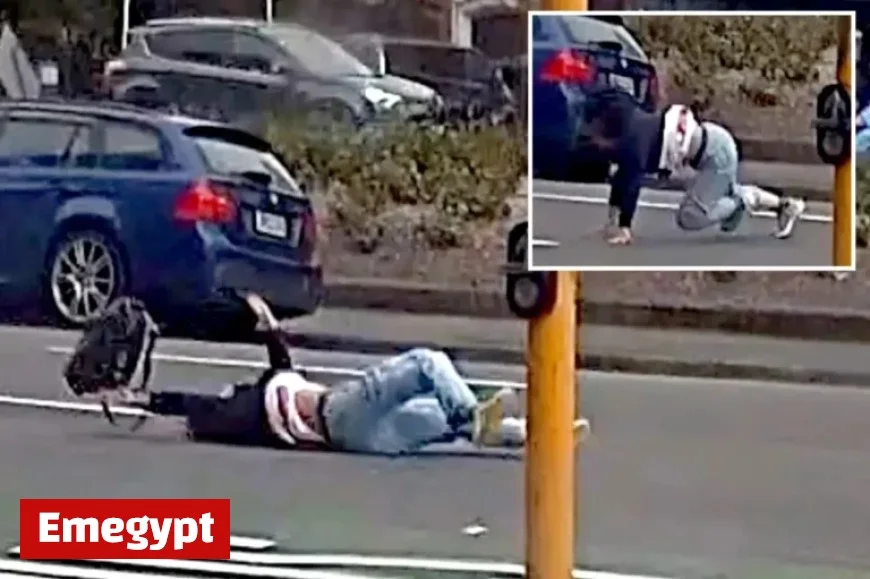 Fierce Winds Propel Pedestrian Into Traffic in Frightening Incident