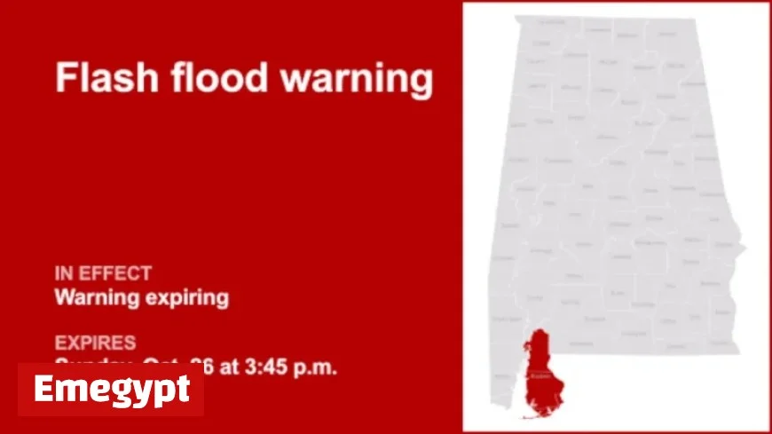Baldwin County Faces Flash Flood Warning; Immediate Action Required Sunday