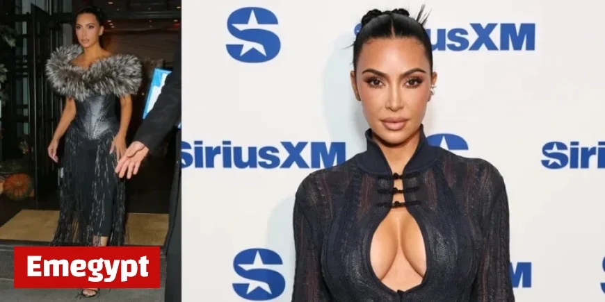 Kim Kardashian Shines in Plunging Knit and Vintage Couture in NYC