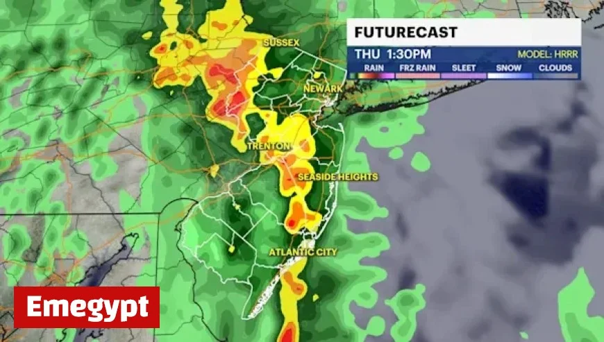 Powerful 50 mph Winds and Heavy Rain Batter New Jersey Today