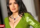 Salma Hayek Dazzles in Velvet Bodycon Dress with Classic Hollywood Glamour