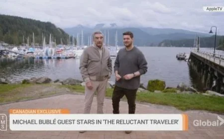 Eugene Levy and Michael Bublé Skate Off to Prove Canadian Spirit