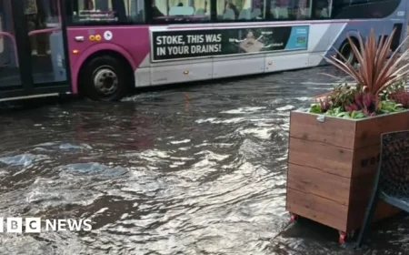 Commuters in Staffordshire Face Challenges as Flash Floods Follow Heavy Deluge