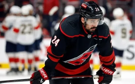 Seth Jarvis of the Hurricanes Returns to Skating Following Painful Shot Block Injury