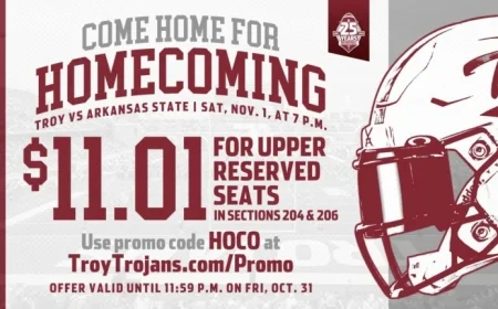 Troy Athletics Unveils Homecoming Ticket Deals