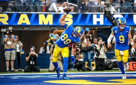 Rams’ Tyler Higbee Scores Touchdown, Celebrates with Dodgers-Themed Dance vs. Saints