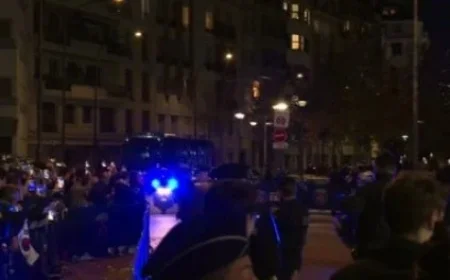 PSG Team Bus Arrives at Parc des Princes for Champions League Showdown Video