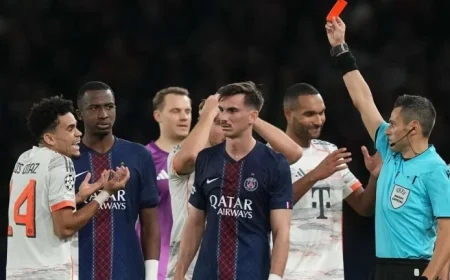 Bayern Superstar Diaz Silences Critics Against PSG Before Receiving Red Card for Aggressive Foul