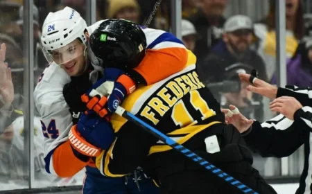 Bruins’ Hit Sparks Line Brawl Around First-Overall Pick