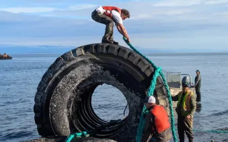 Massive Industrial Tires Cleared from Campbell River Beach, B.C.