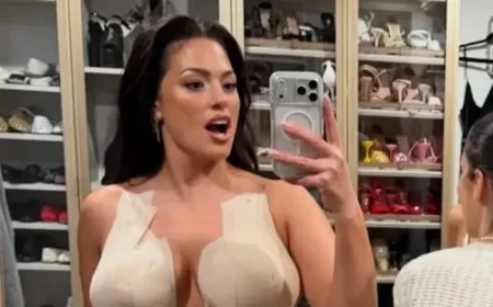 Ashley Graham Stuns in Braless Red Carpet Look