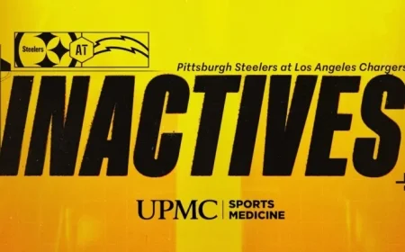 Steelers Announce Inactive Players for Week 10 Against Chargers