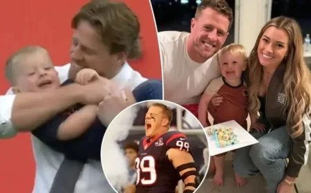 J.J. Watt Shares Special Moment Playing Football with Son on Texans Field
