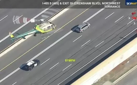 Los Angeles Police Pursue Stolen Minivan on 405 Freeway