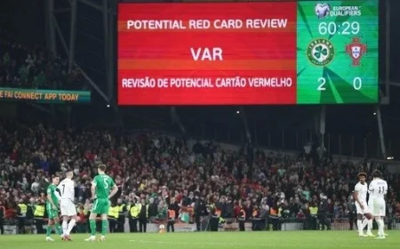 Ronaldo Receives Red Card for Elbowing Ireland Defender in World Cup Qualifier Clash