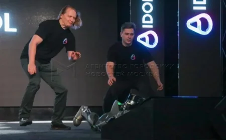 Russian Robot Stumbles on Stage During Debut Performance