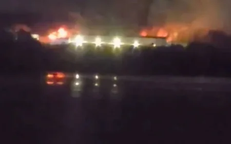 Explosive Fire Engulfs Building with Blasts Audible Miles Away