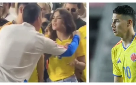 James Rodríguez sparks social media frenzy spotted with girlfriend in romantic moment during Colombia vs New Zealand match video
