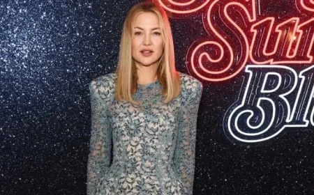 Kate Hudson Stuns in Crystal-Embellished See-Through Lace Dress